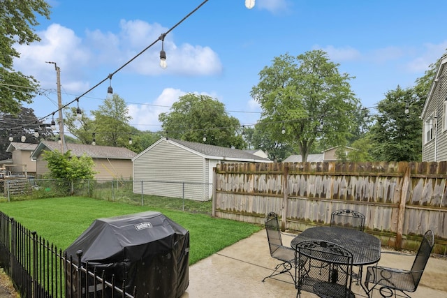 1355 S Highland Ave, Arlington Heights, IL 60005 - fenced backyard with a patio area, outdoor dining space, and grilling area