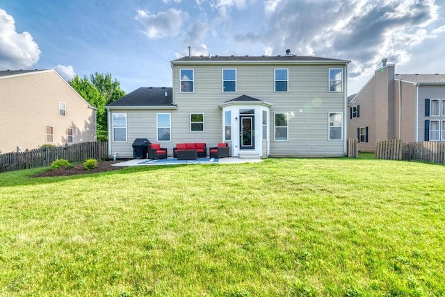 11703 Wolf Creek Ln, Plainfield, IL 60585 - rear view of property featuring an outdoor living space, a patio area, and entry steps
