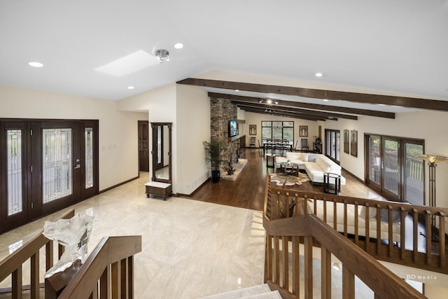 7 Bell Oak Ln, Lemont, IL 60439 - foyer entrance featuring a skylight, french doors, and recessed lighting
