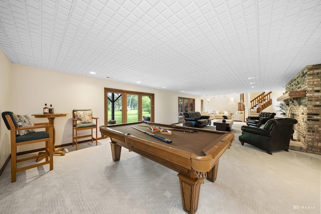 7 Bell Oak Ln, Lemont, IL 60439 - playroom with carpet flooring, billiards, and recessed lighting