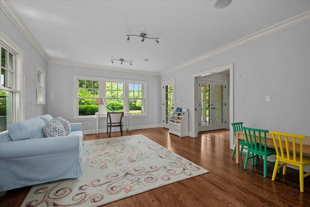 1111 Seneca Rd, Wilmette, IL 60091 - living area featuring crown molding and wood finished floors