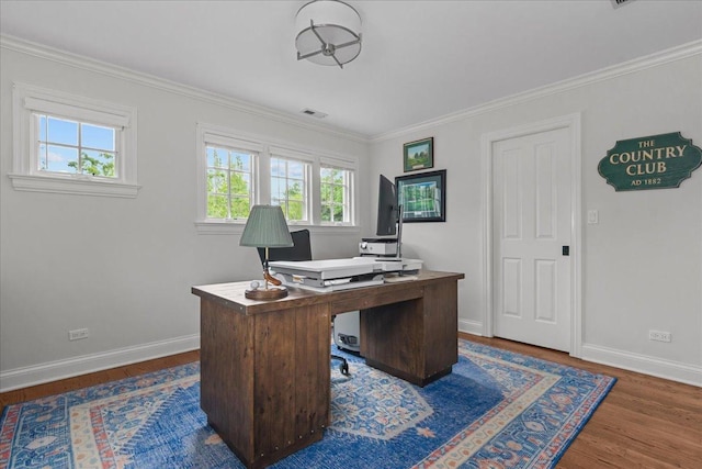 1111 Seneca Rd, Wilmette, IL 60091 - office space featuring dark wood-type flooring and crown molding