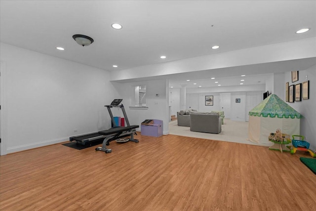 1111 Seneca Rd, Wilmette, IL 60091 - exercise area featuring recessed lighting and light wood finished floors