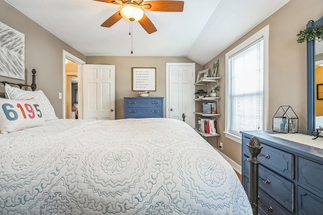 7805 W Farragut Ave, Chicago, IL 60656 - bedroom featuring vaulted ceiling and a ceiling fan