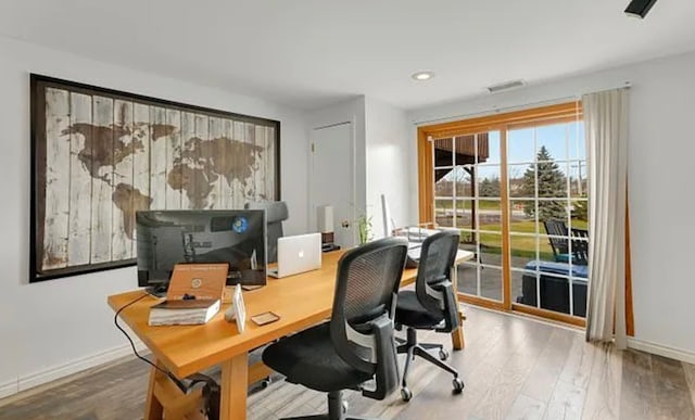 14867 Steven Ct, Lemont, IL 60439 - office area featuring wood finished floors and recessed lighting