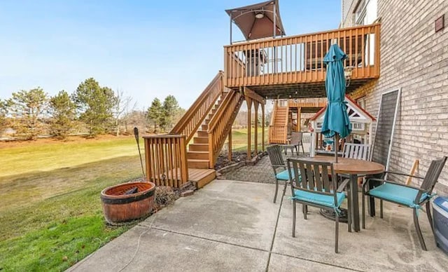 14867 Steven Ct, Lemont, IL 60439 - view of patio / terrace with stairs, outdoor dining space, and a deck