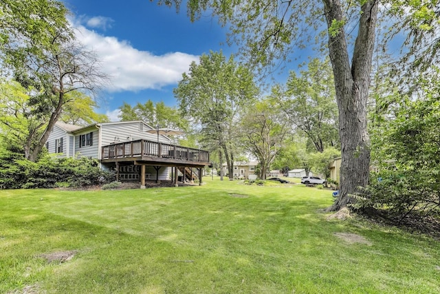 115 Circle Dr W, Montgomery, IL 60538 - view of grassy yard featuring a wooden deck