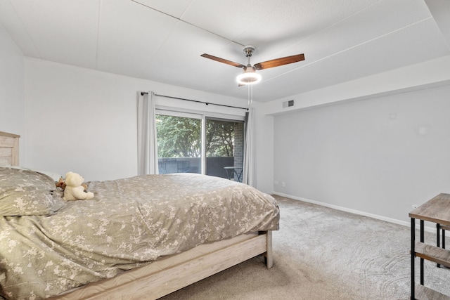 491 Timber Ridge Dr Unit 104, Carol Stream, IL 60188 - bedroom with access to exterior, carpet floors, and a ceiling fan