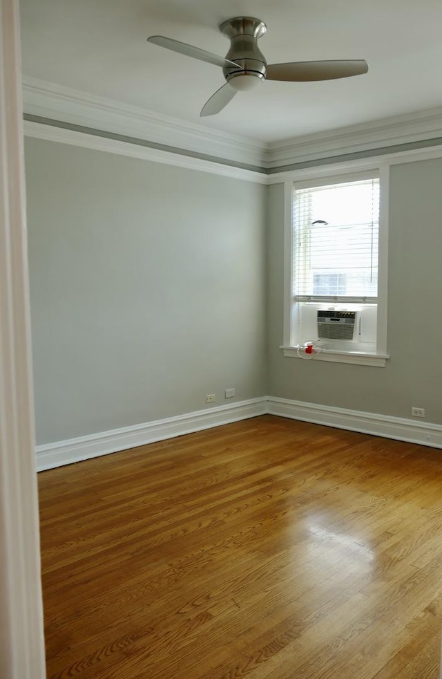 1961 W Winona Ave Unit 3, Chicago, IL 60640 - empty room with crown molding, wood finished floors, a ceiling fan, and cooling unit