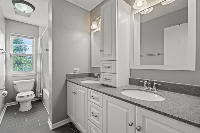 2680 Jenna Cir, Montgomery, IL 60538 - bathroom with double vanity, shower / bath combo, and tile patterned flooring