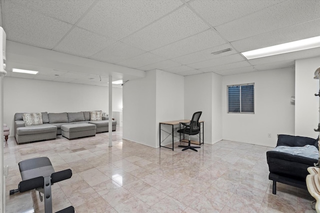 2680 Jenna Cir, Montgomery, IL 60538 - workout area with a paneled ceiling and marble finish floors