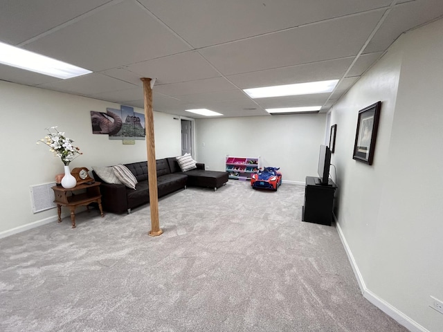 10 Chestnut Ct E, Buffalo Grove, IL 60089 - carpeted living room featuring a drop ceiling