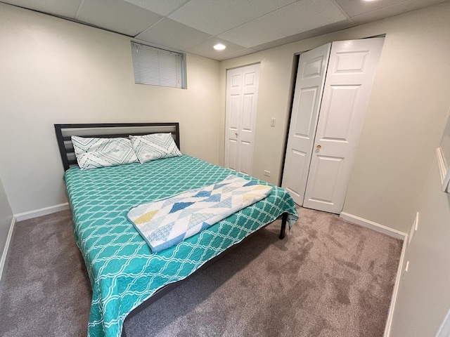 10 Chestnut Ct E, Buffalo Grove, IL 60089 - bedroom featuring carpet flooring, a drop ceiling, recessed lighting, and a closet