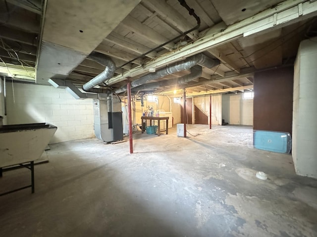 901 N Knox St, Princeton, IL 61356 - unfinished basement with heating unit and concrete block wall