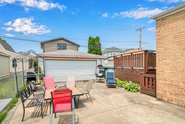 11334 S Central Park Ave, Chicago, IL 60655 - view of patio / terrace with an outdoor structure, grilling area, a detached garage, and outdoor dining area