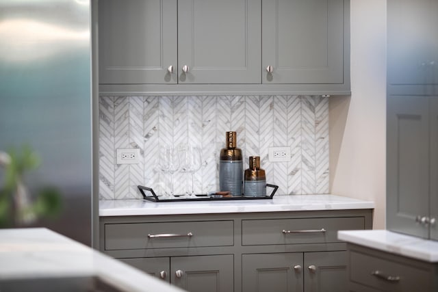 1046 Sylvan Cir, Naperville, IL 60540 - bar area featuring tasteful backsplash and high end fridge
