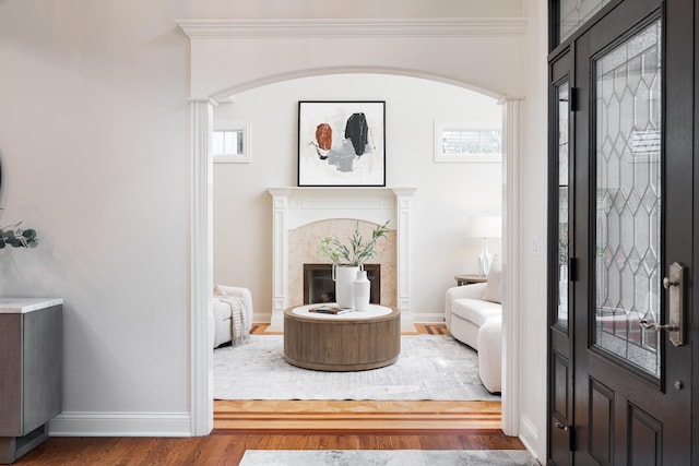 1046 Sylvan Cir, Naperville, IL 60540 - entrance foyer with wood finished floors and a fireplace