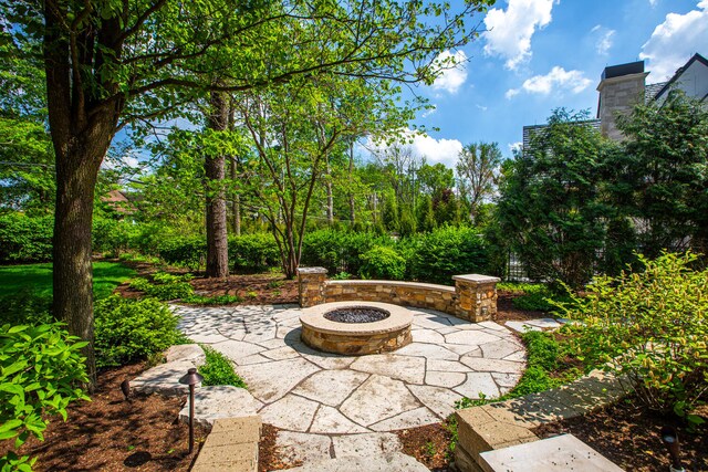 1046 Sylvan Cir, Naperville, IL 60540 - view of patio / terrace with a fire pit