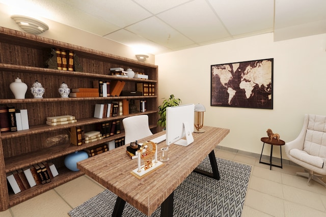 3110 N 78th Ave, Elmwood Park, IL 60707 - office area with a paneled ceiling and tile patterned floors