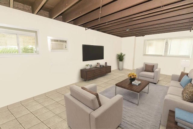 3110 N 78th Ave, Elmwood Park, IL 60707 - living room featuring tile patterned floors and a wall unit AC