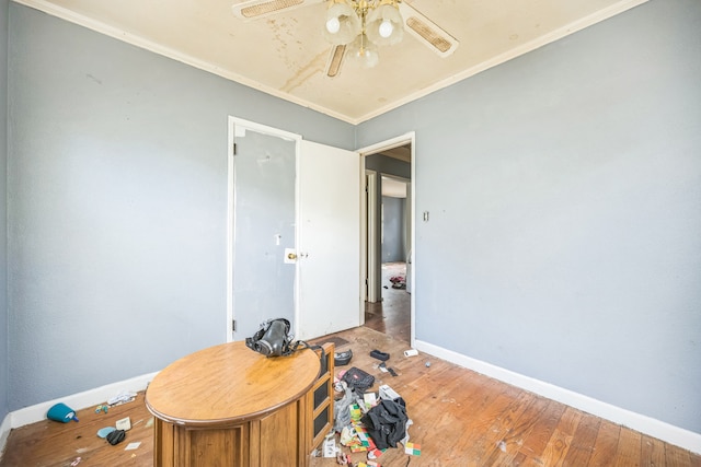 230 W Garfiled Ave, Decatur, IL 62526 - office featuring ceiling fan, light wood-style flooring, and crown molding
