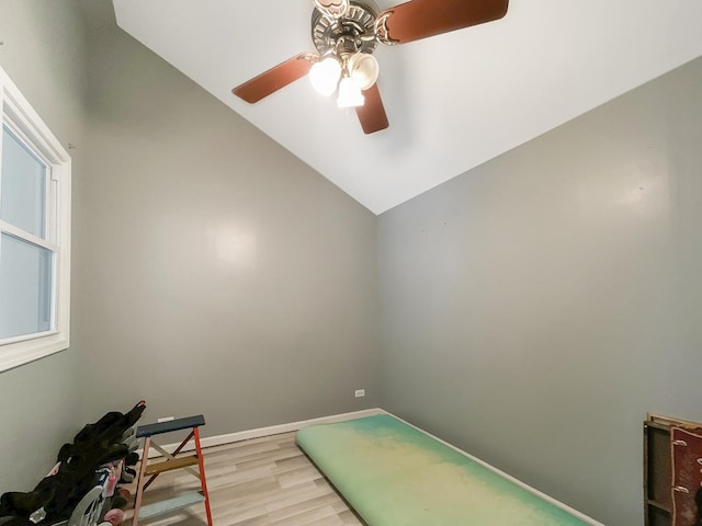 1277 Donegal Ct, Carol Stream, IL 60188 - bedroom with lofted ceiling, light wood-type flooring, and ceiling fan