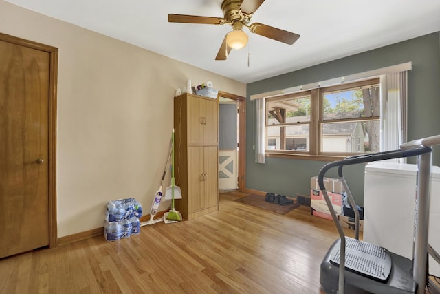 648 S Illinois Ave, Villa Park, IL 60181 - exercise area featuring light wood-style floors and ceiling fan