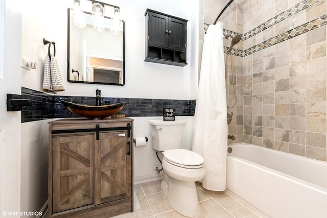 1022 Pinetree Cir N Unit 1022, Buffalo Grove, IL 60089 - bathroom with shower / tub combo, vanity, and tile patterned flooring