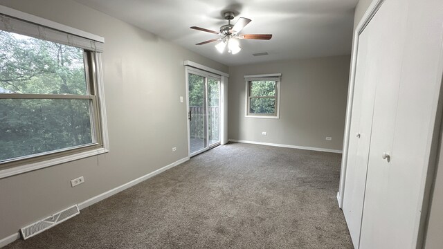 1607 Sylvan Ct, Flossmoor, IL 60422 - unfurnished bedroom with access to outside, carpet floors, and a ceiling fan