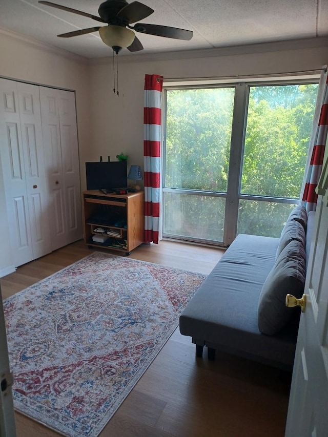 1301 N Western Ave Unit 317, Lake Forest, IL 60045 - living area featuring ceiling fan and wood finished floors