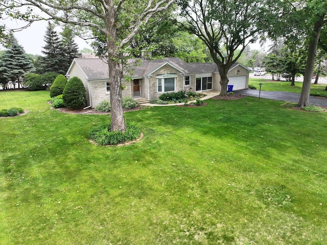 305 S Lambert Rd, Glen Ellyn, IL 60137 - ranch-style house featuring a garage, asphalt driveway, and a front yard