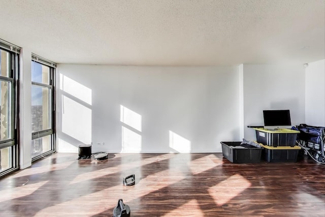 6700 S S Shore Dr Unit 17C, Chicago, IL 60649 - living room featuring a wall of windows, a textured ceiling, and wood finished floors