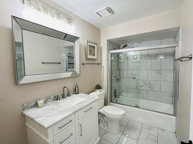 15721 Old Orchard Ct Unit 2S, Orland Park, IL 60462 - full bath featuring marble look tiles, vanity, and shower / bath combination with glass door