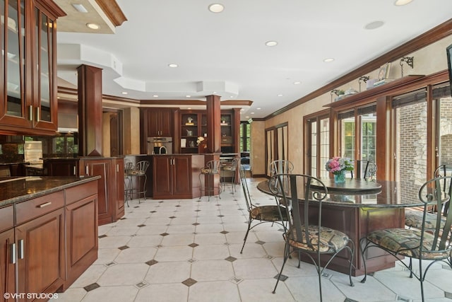 5688 Rosos Pkwy, Long Grove, IL 60047 - dining area featuring ornamental molding and recessed lighting