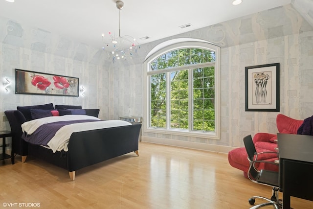 5688 Rosos Pkwy, Long Grove, IL 60047 - bedroom featuring wood finished floors, a chandelier, and recessed lighting