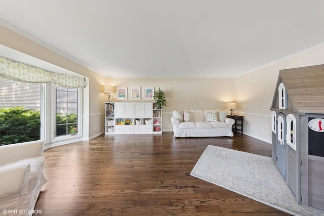 1808 Beloit Ct, Naperville, IL 60565 - living room featuring wood finished floors and ornamental molding