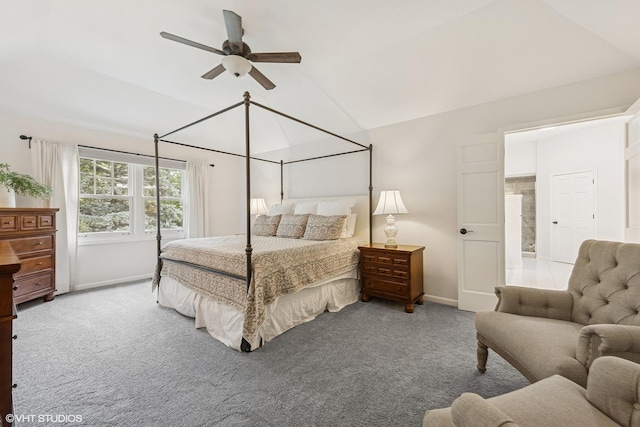 1808 Beloit Ct, Naperville, IL 60565 - bedroom featuring carpet flooring, vaulted ceiling, and ceiling fan