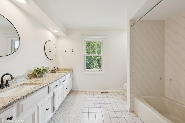1808 Beloit Ct, Naperville, IL 60565 - full bathroom featuring double vanity, tile patterned floors, and bathtub / shower combination