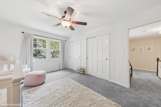 1808 Beloit Ct, Naperville, IL 60565 - carpeted bedroom with two closets and ceiling fan
