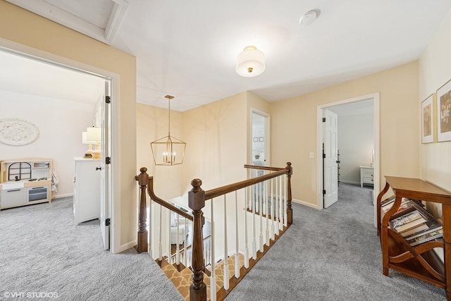 1808 Beloit Ct, Naperville, IL 60565 - corridor with an upstairs landing, carpet, and a chandelier