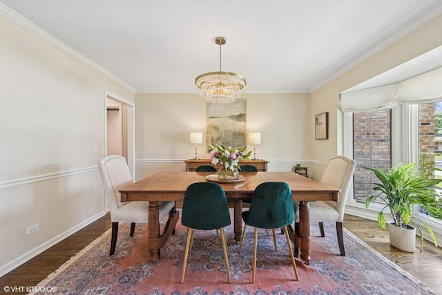 1808 Beloit Ct, Naperville, IL 60565 - dining space with wood finished floors, a chandelier, and crown molding