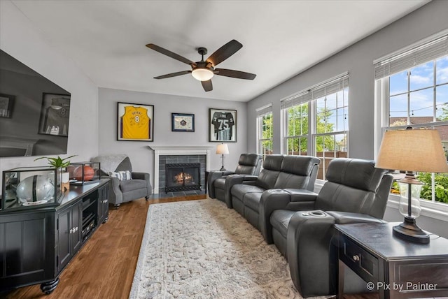 2171 Edinburgh Ln, Aurora, IL 60504 - living area featuring ceiling fan, wood finished floors, and healthy amount of natural light