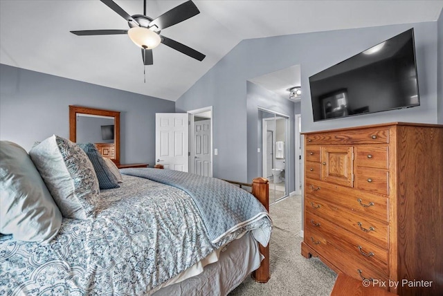 2171 Edinburgh Ln, Aurora, IL 60504 - bedroom with vaulted ceiling, carpet flooring, ensuite bath, and ceiling fan