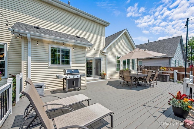 2171 Edinburgh Ln, Aurora, IL 60504 - wooden terrace with outdoor dining area and area for grilling