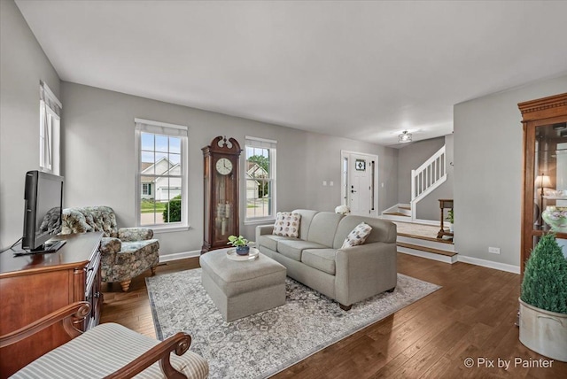 2171 Edinburgh Ln, Aurora, IL 60504 - living area with dark wood-style flooring and stairs