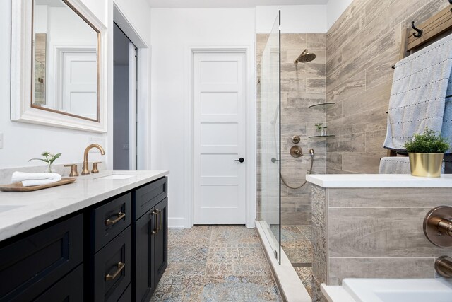 7929 N Octavia Ave, Niles, IL 60714 - bathroom featuring a tile shower and double vanity