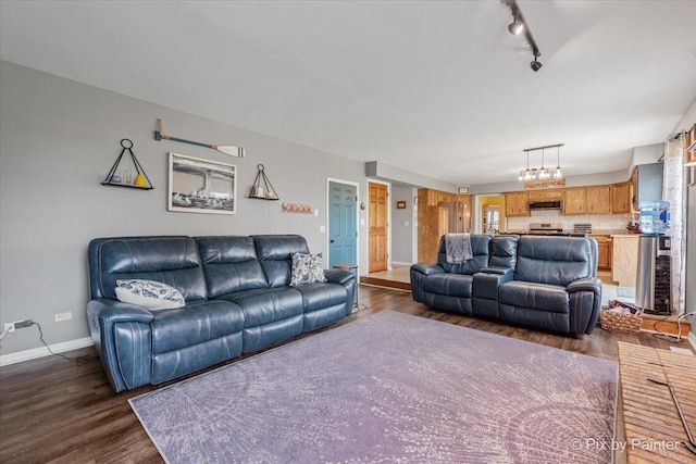 1714 Tall Tree Ln, Johnsburg, IL 60051 - living room featuring track lighting and dark wood finished floors