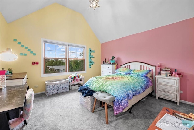 1714 Tall Tree Ln, Johnsburg, IL 60051 - carpeted bedroom with high vaulted ceiling and baseboards