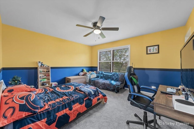 1714 Tall Tree Ln, Johnsburg, IL 60051 - carpeted bedroom featuring a desk and a ceiling fan