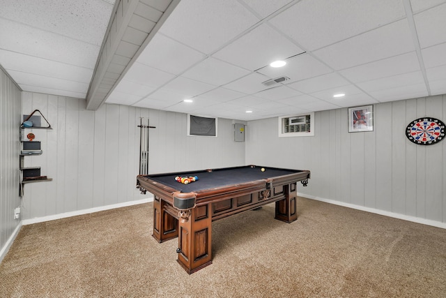 1810 Jana Ln, Morris, IL 60450 - game room with carpet flooring, pool table, recessed lighting, and electric panel